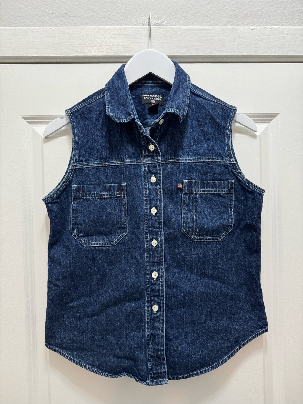 Vintage Polo Jeans Co. Denim Indigo Wash Vest Shirt by Ralph Lauren